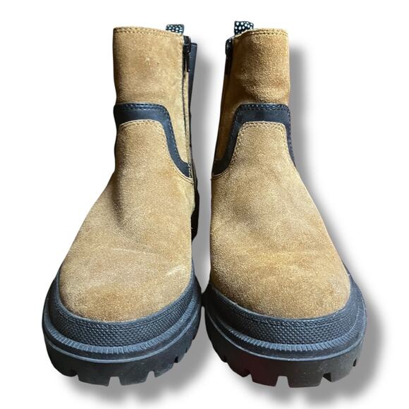 Lucky Brand Easlie Suede Chelsea Boots Tan Brown Black 8.5M - Picture 3 of 6